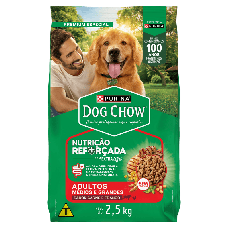 Ração Dog Chow Adultos Médios e Grandes Pacote 2,5kg