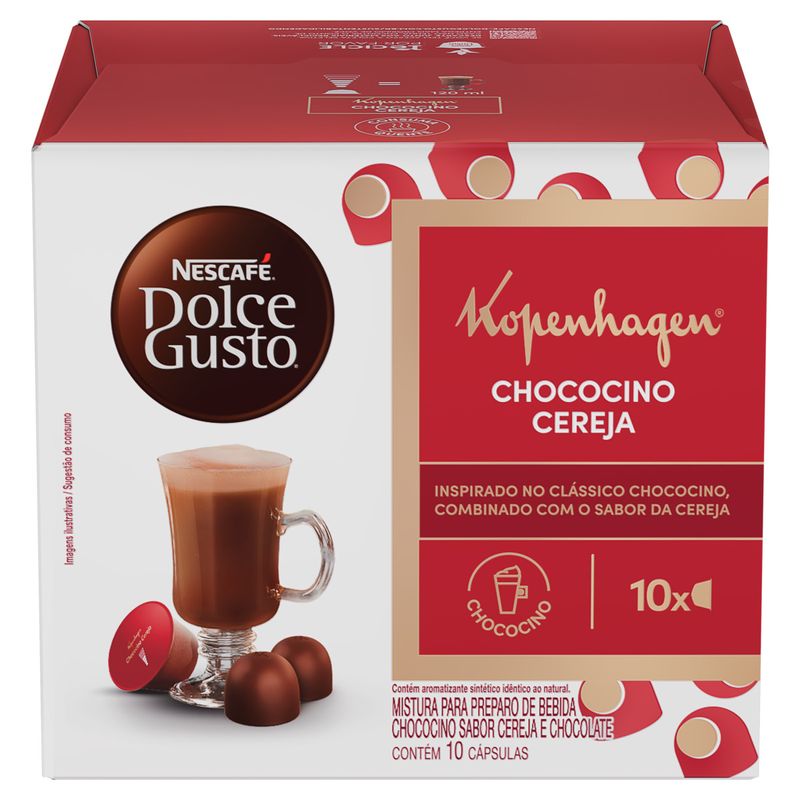 Chococino em Cápsula Kopenhagen Cereja Nescafé Dolce Gusto Caixa 170g 10 Unidades
