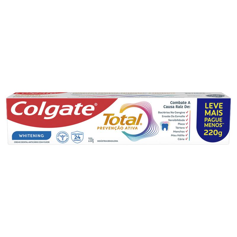 Creme Dental Whitening Colgate Total Prevenção Ativa Caixa 220g Leve Mais Pague Menos