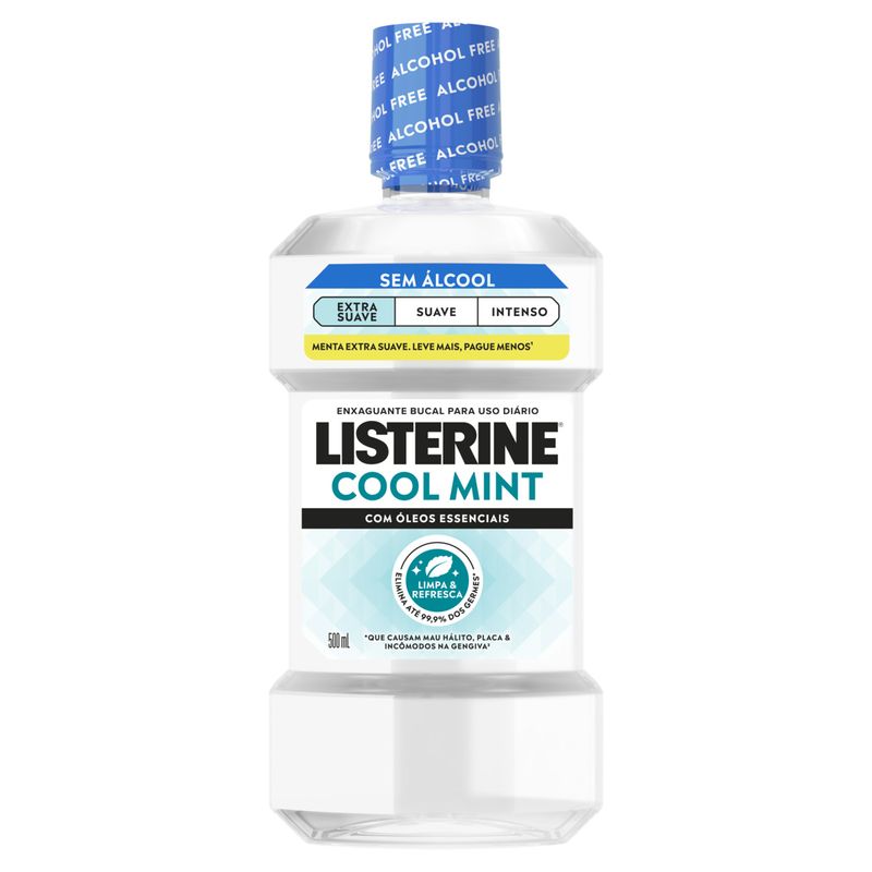 Enxaguante Bucal Zero Álcool Menta Extra Suave Listerine Cool Mint Frasco 500ml Leve Mais Pague Menos