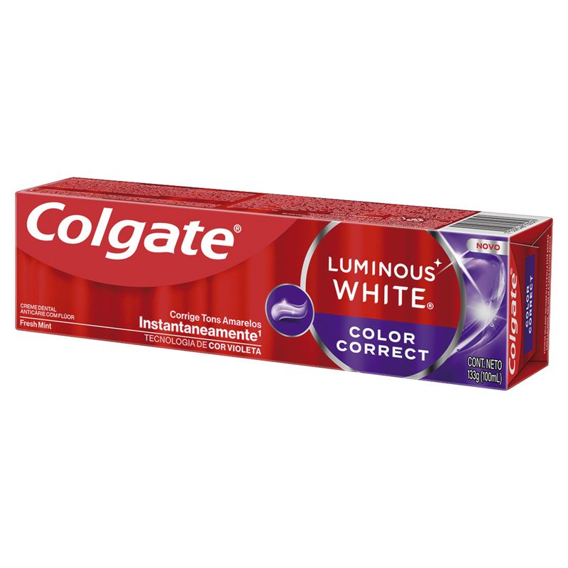 Creme Dental Fresh Mint Colgate Luminous White Color Correct Caixa 133g