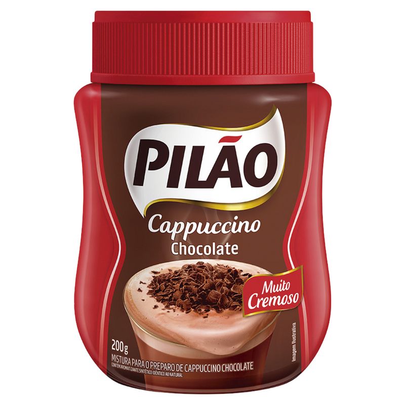 Cappuccino Solúvel Chocolate Pilão Pote 200g