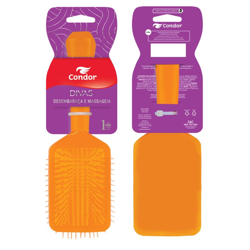 Escova para Cabelo Raquete Condor Divas Ref  9640
