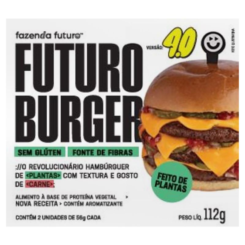 Hambúrguer Vegetal Fazenda Futuro Burger 4 0 Caixa 112g 2 Unidades