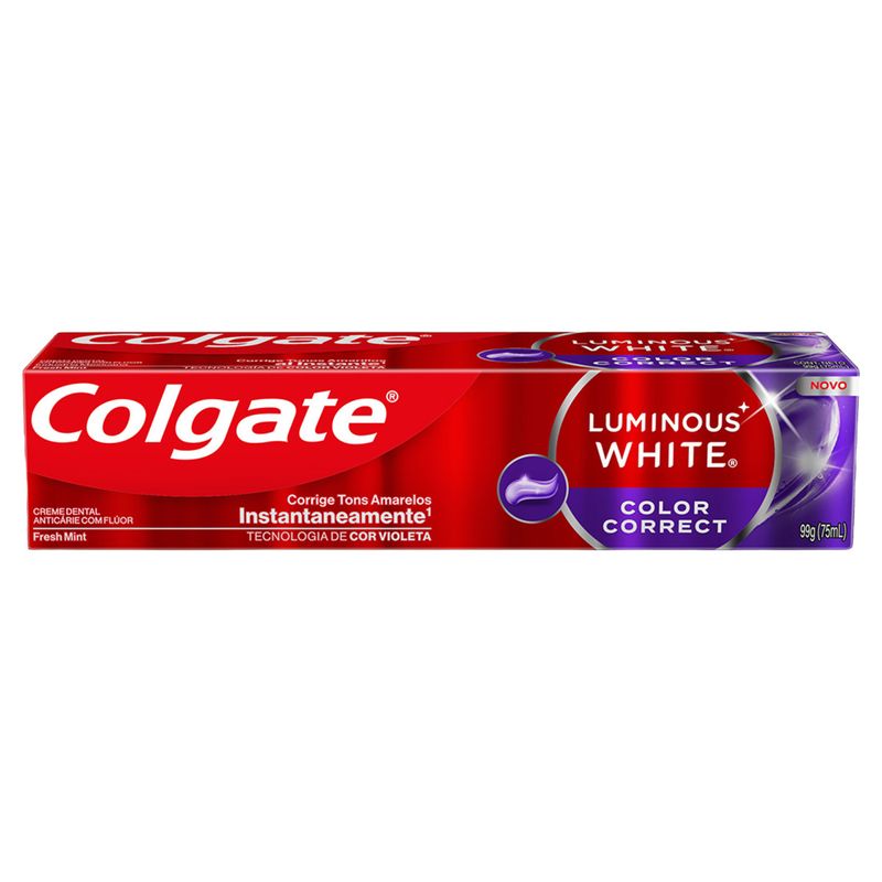 Creme Dental Fresh Mint Colgate Luminous White Color Correct Caixa 99g