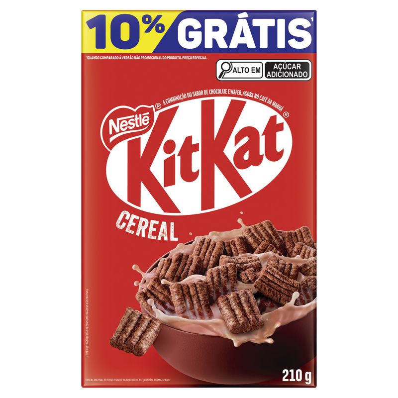 Cereal Matinal Chocolate Kitkat Nestlé Caixa 210g Grátis 10%