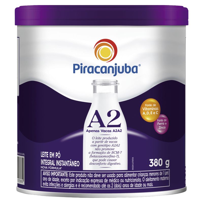 Leite Pó Instantâneo Tipo A2A2 Integral Piracanjuba Lata 380g