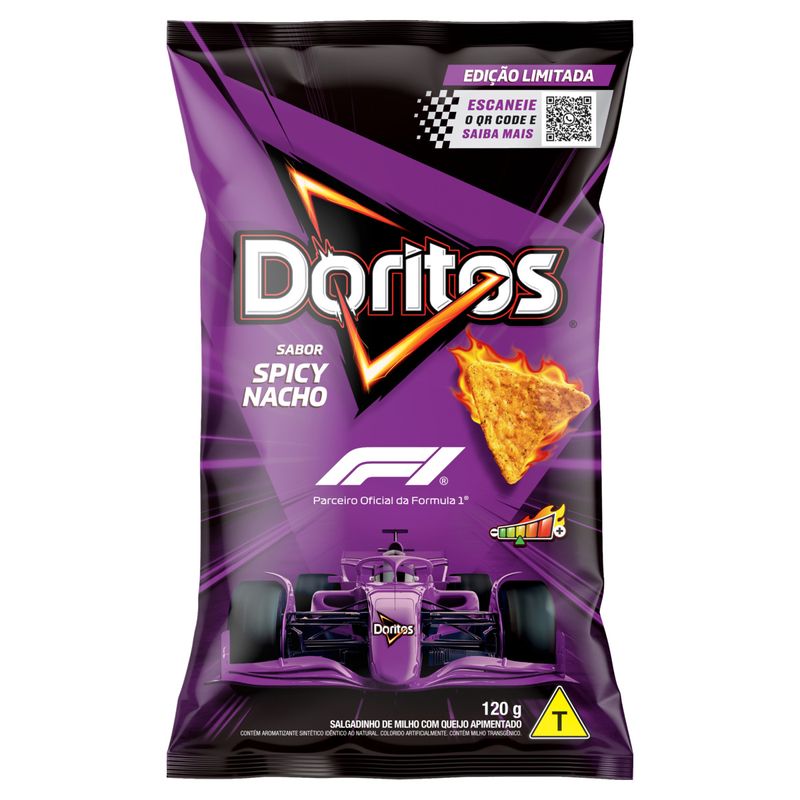 Salgadinho de Milho Spicy Nacho Fórmula 1 Doritos Pacote 120g