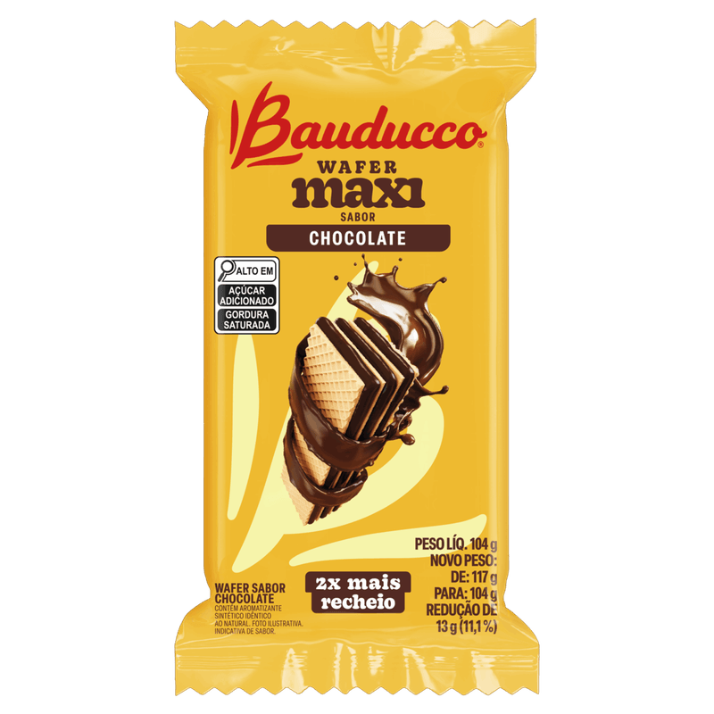 Biscoito Wafer Recheio Chocolate Bauducco Maxi Pacote 104g