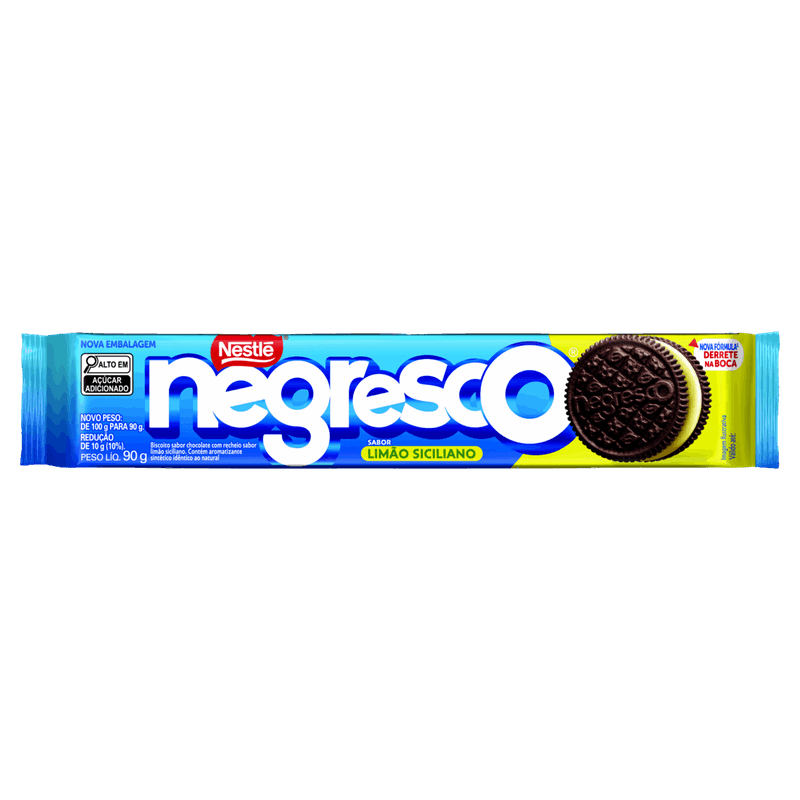 Biscoito Recheado Chocolate Recheio Limão Siciliano Negresco Pacote 90g