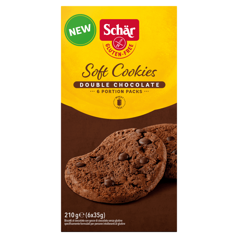 Biscoito Cookie Double Chocolate sem Glúten Schär Soft Caixa 210g