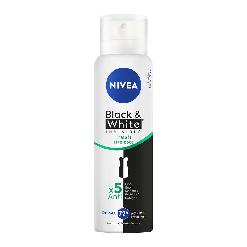 Antitranspirante Aerossol Fresh Erva-Doce Nivea Invisible for Black & White 150ml