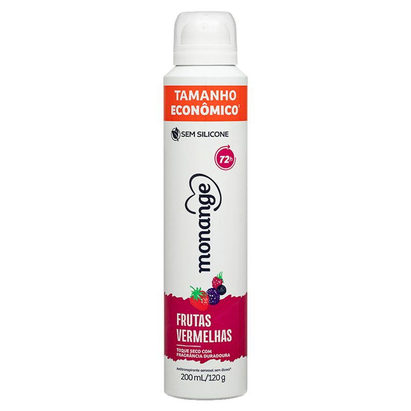 Antitranspirante Aerossol Frutas Vermelhas Monange 200ml Spray Tamanho Econômico
