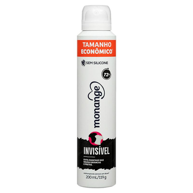 Antitranspirante Aerossol Invisível Monange 200ml Spray Tamanho Econômico