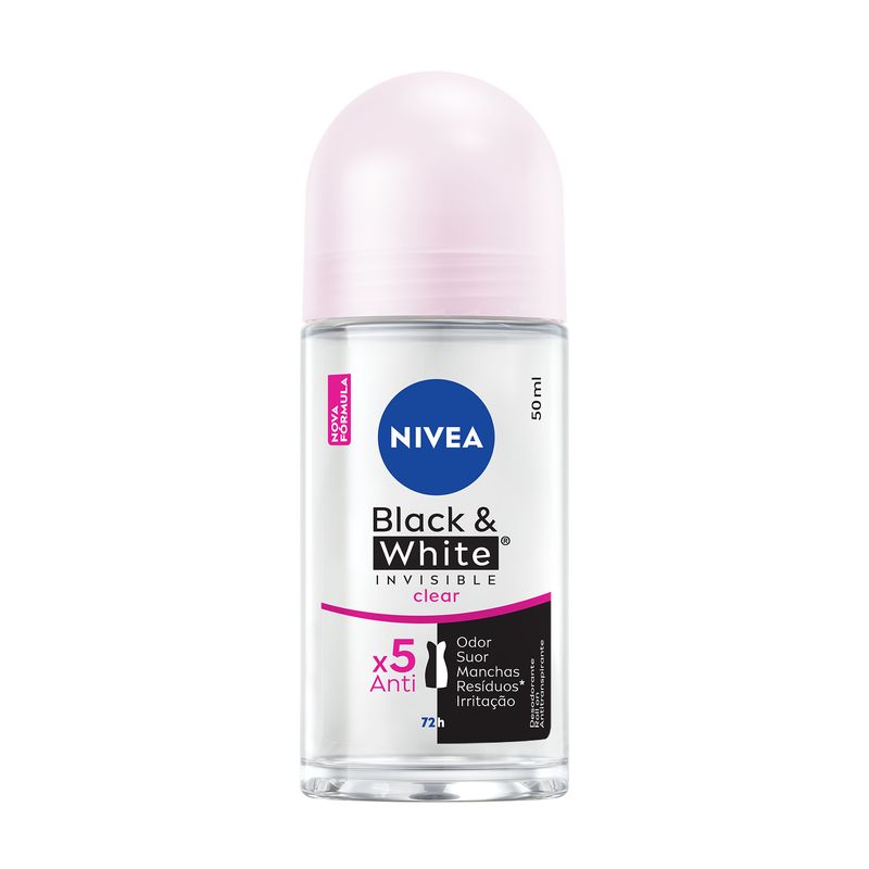 Antitranspirante Roll-On Nivea Invisible for Black & White Clear 50ml
