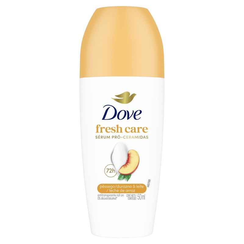 Antitranspirante Roll-On Pêssego & Leite de Arroz Dove Fresh Care 50ml