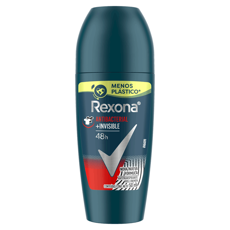 Antitranspirante Roll-On Antibacterial e Invisible Rexona Men Motionsense 50ml