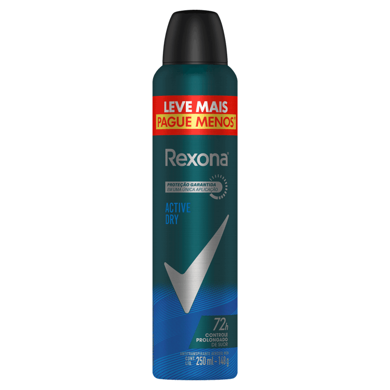 Antitranspirante Aerossol Active Dry Rexona Men 250ml Leve Mais Pague Menos