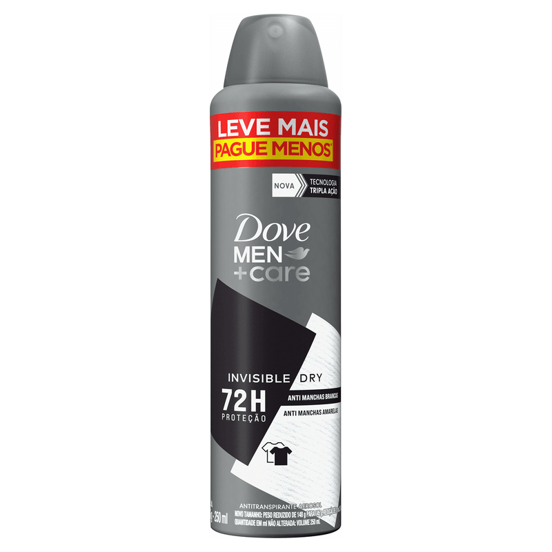 Antitranspirante Aerossol Invisible Dry Dove Men+Care 250ml Leve Mais Pague Menos