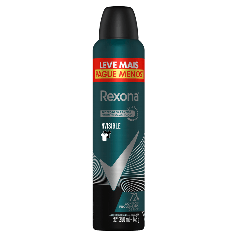 Antitranspirante Aerossol Invisible Rexona 250ml Leve Mais Pague Menos