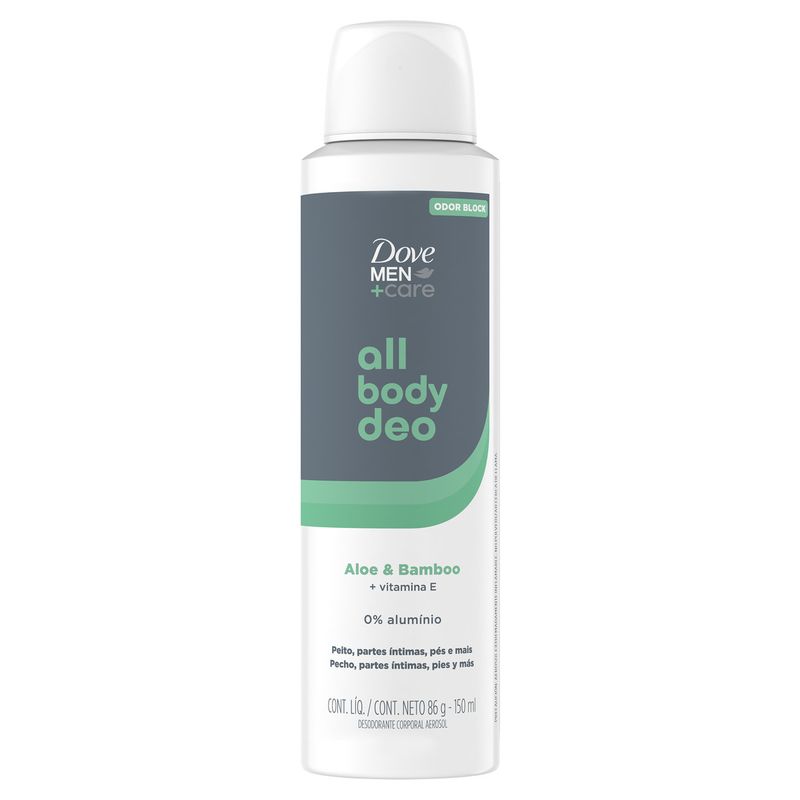 Desodorante Aerossol Aloe & Bamboo Dove Men+Care All Body Deo 150ml Spray