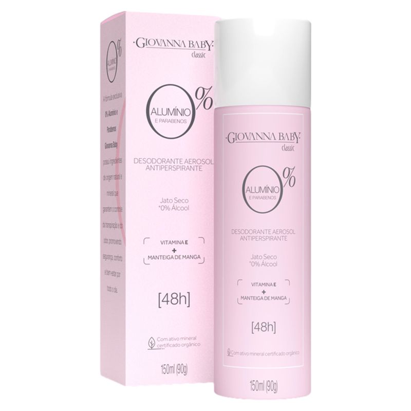 Desodorante Jato Seco Classic Giovanna Baby 0% Alumínio 150ml Spray
