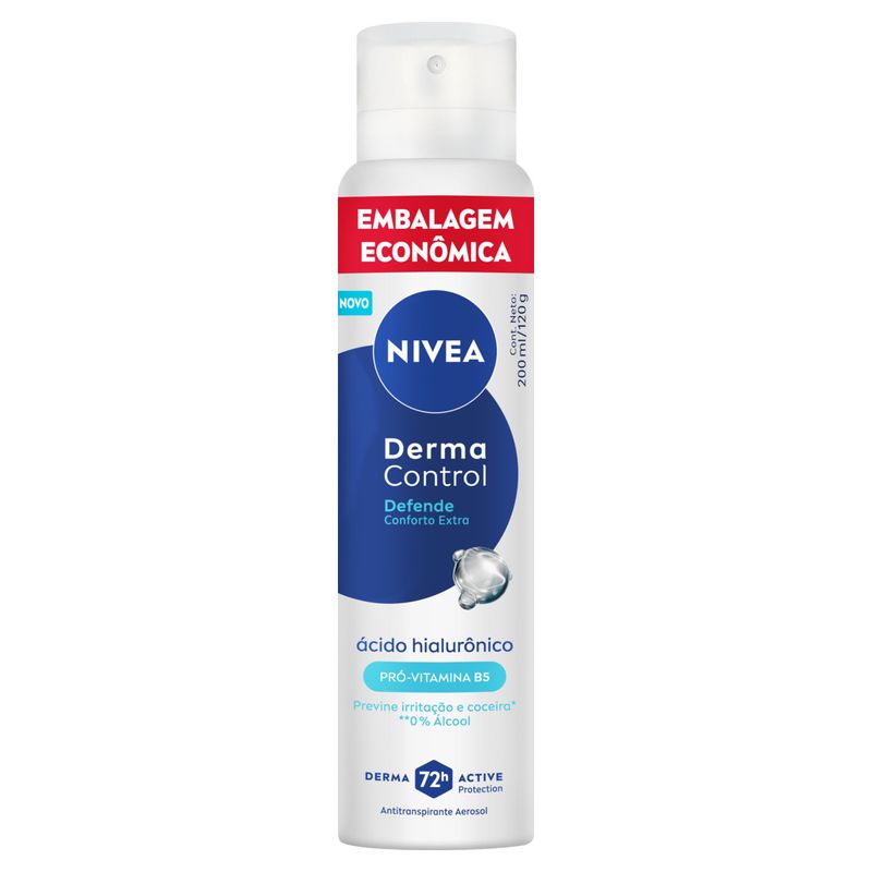Antitranspirante Aerossol Nivea Derma Control Defende 200ml Spray Embalagem Econômica