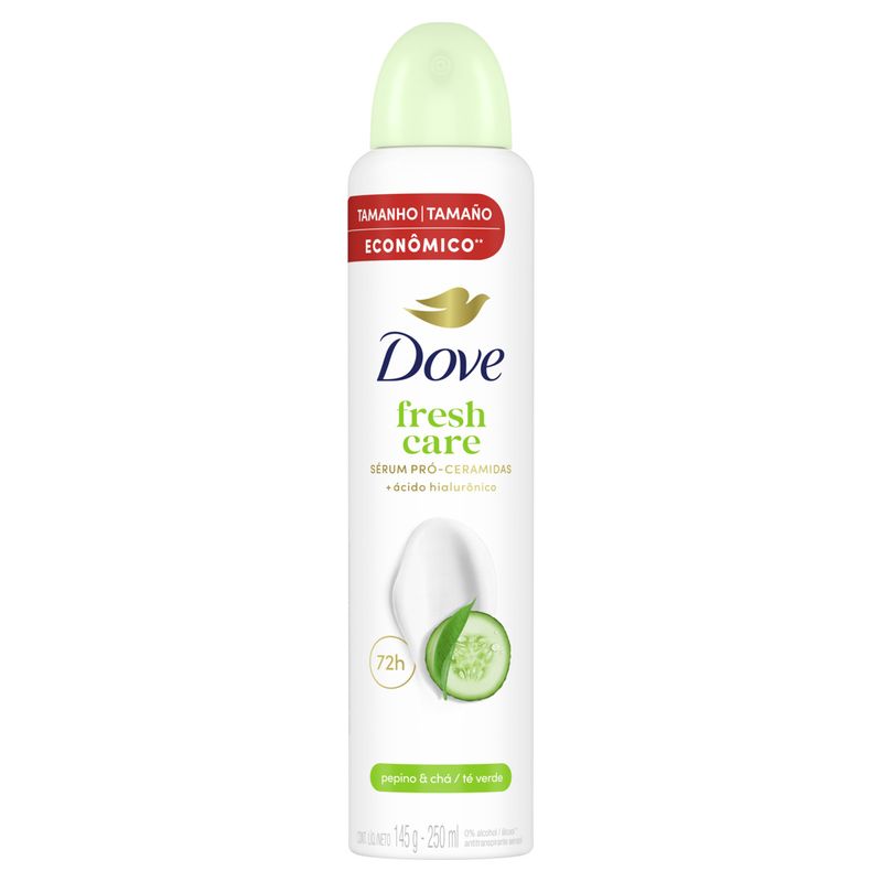 Antitranspirante Aerossol Pepino & Chá Verde Dove Fresh Care 250ml Spray Tamanho Econômico