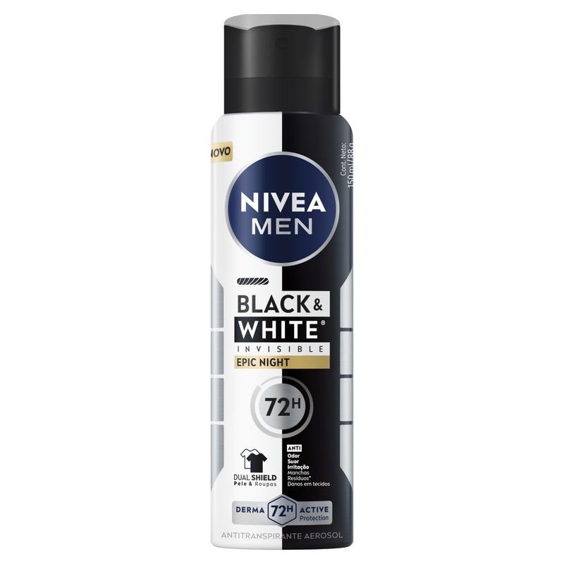 Antitranspirante Aerossol Epic Night Nivea Men Invisible Black & White 150ml Spray