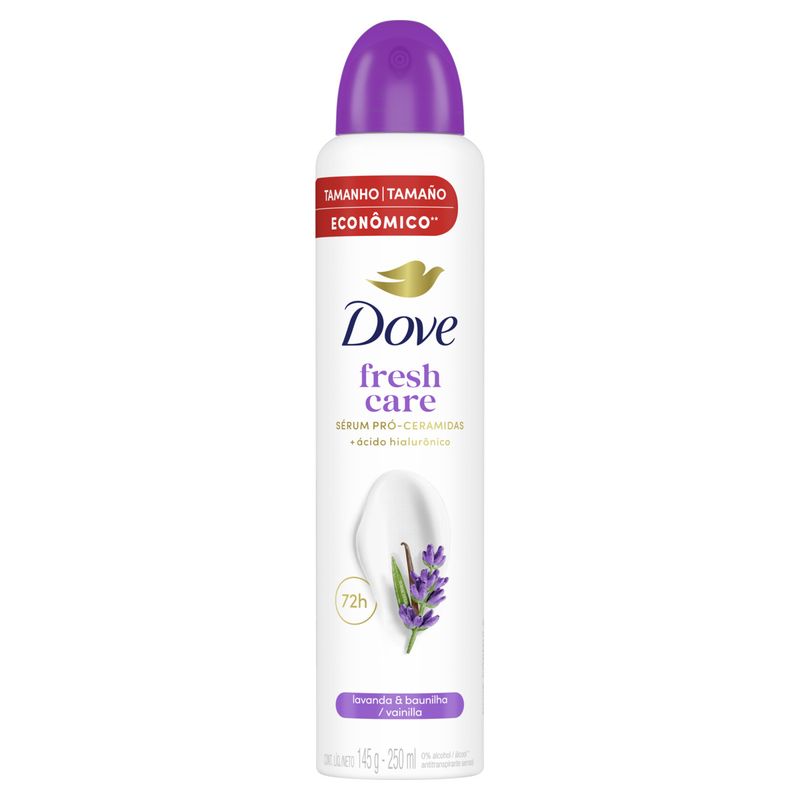 Antitranspirante Aerossol Lavanda & Baunilha Dove Fresh Care 250ml Spray Tamanho Econômico