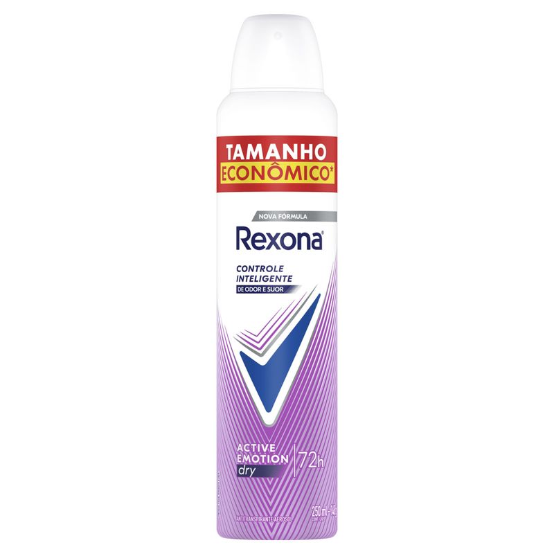 Antitranspirante Aerossol Rexona Active Emotion Dry 250ml Spray Tamanho Econômico