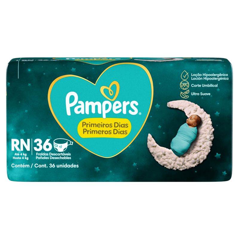 Fralda Descartável Recém-Nascido Pampers Primeiros Dias RN Pacote 36 Unidades