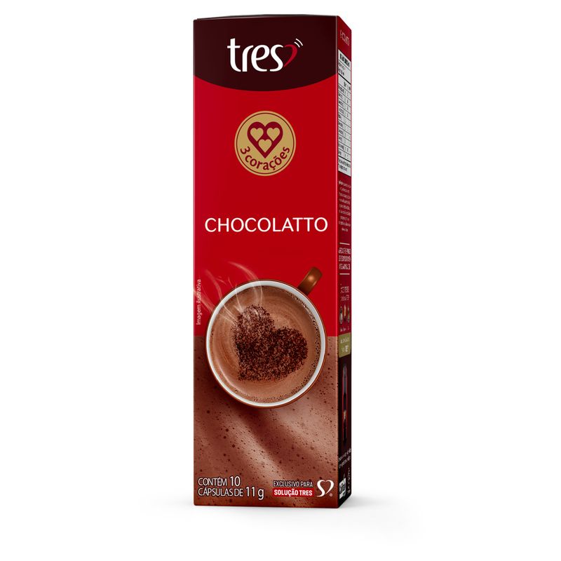 Chocolate Quente em Cápsula Chocolatto Tres Caixa 110g 10 Unidades
