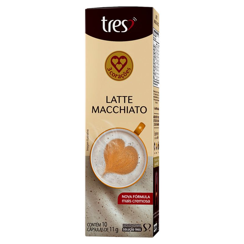 Café com Leite em Cápsula Latte Macchiato Tres Caixa 110g 10 Unidades