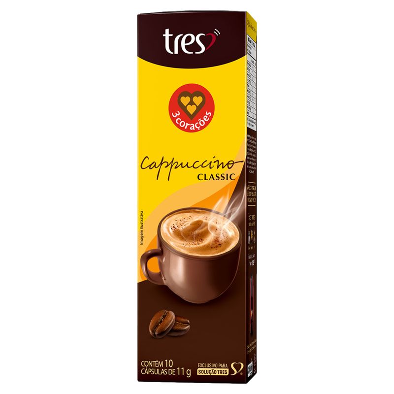 Cappuccino em Cápsula Classic Tres Caixa 110g 10 Unidades