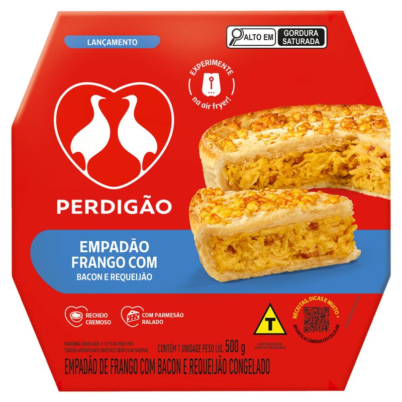 Empadão Congelado Frango com Bacon e Requeijão Perdigão Caixa 500g