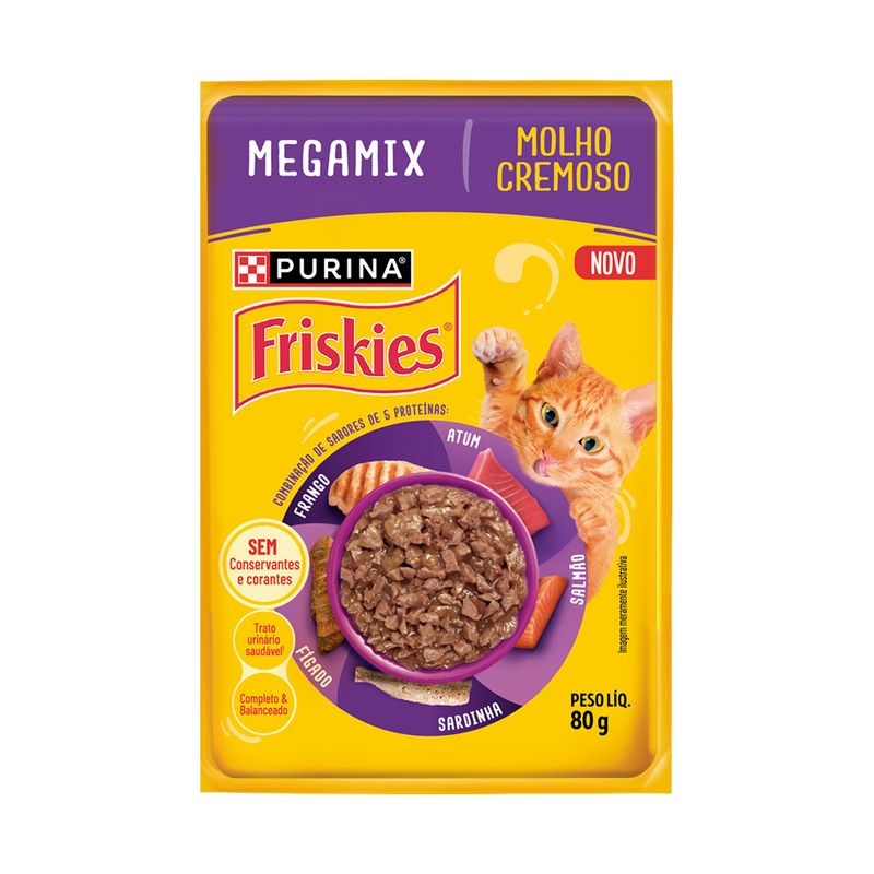 Alimento para Gatos Adultos Megamix Purina Friskies Sachê 80g