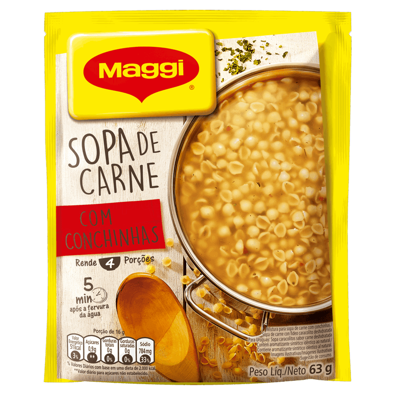 Sopa Carne com Conchinhas Maggi Pacote 63g