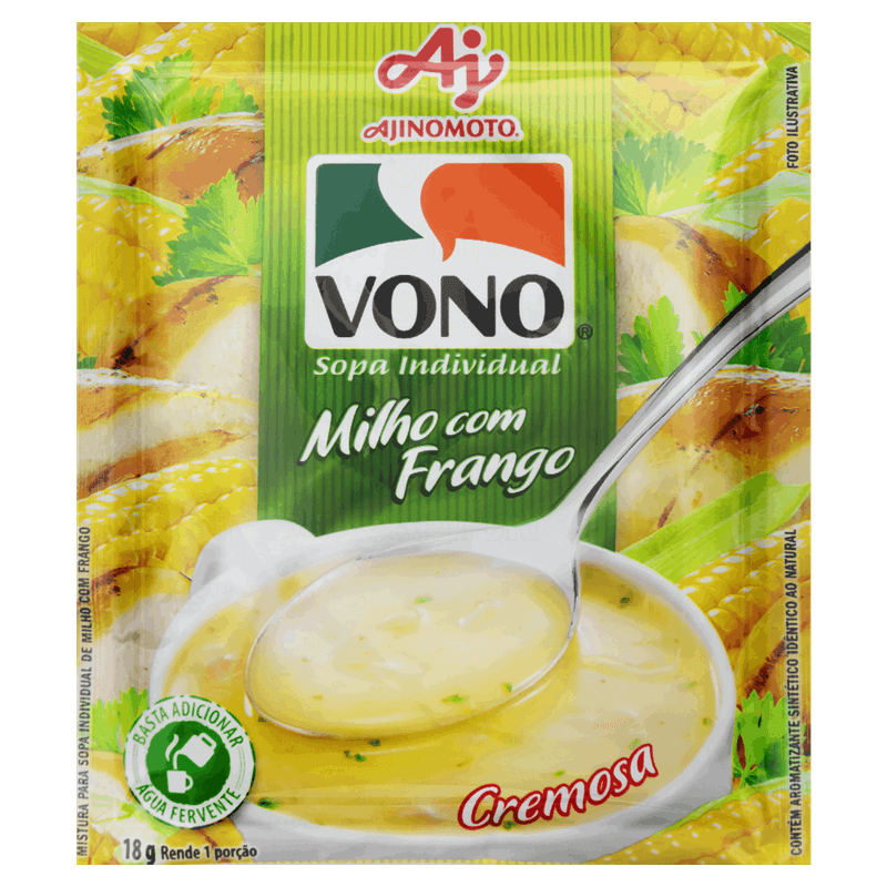 Sopa Individual Cremosa Milho com Frango Vono Pacote 18g