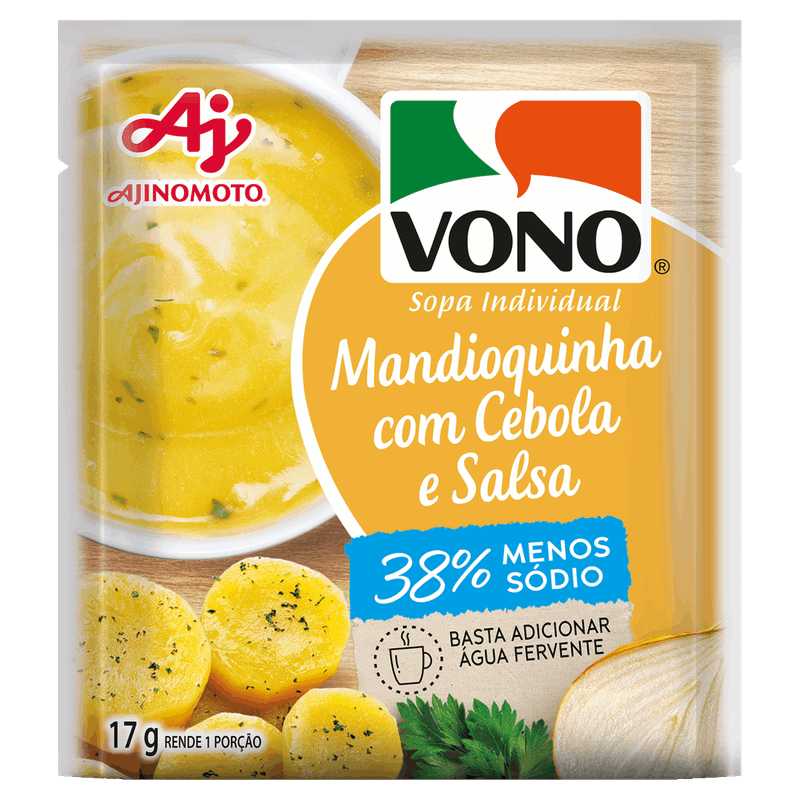 Sopa Individual Mandioquinha com Cebola e Salsa Menos Sódio Vono Pacote 17g