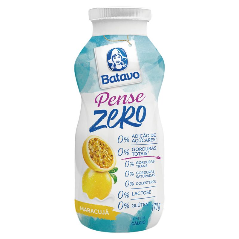 Iogurte Desnatado Maracujá Zero Lactose Batavo Pense Zero Frasco 170g