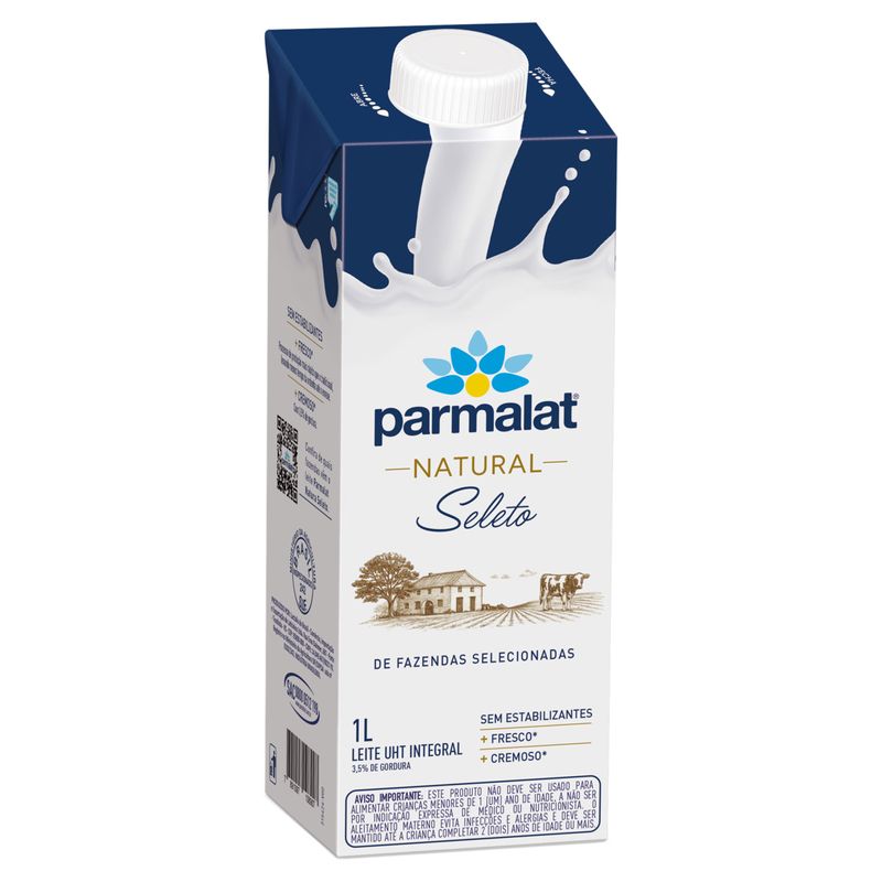 Leite UHT Integral Parmalat Natural Seleto Caixa com Tampa 1l