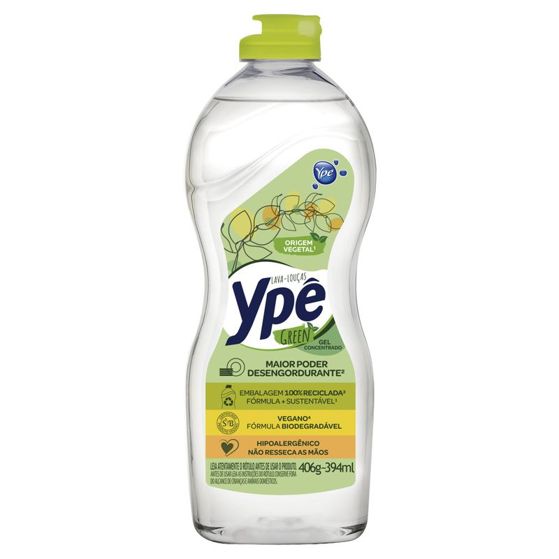 Lava-Louças Green Gel Concentrado Ypê Frasco 406g