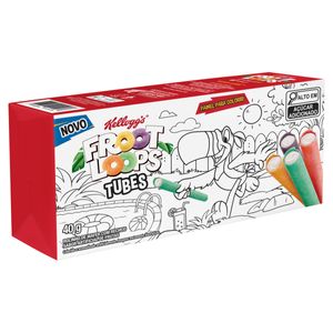 Rolinhos de Wafer Recheio Frutas Kellogg's Froot Loops Tubes Caixa 40g