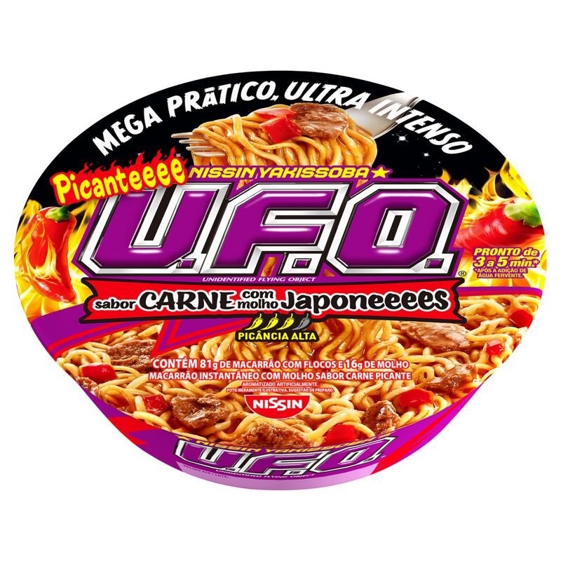 Macarrão Instantâneo Yakissoba Carne Picante Nissin U F O  Bandeja 97g
