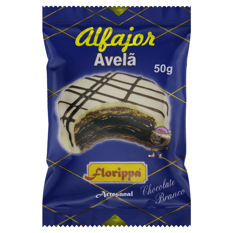 Alfajor Avelã com Chocolate Branco Artesanal Florippa Pacote 50g