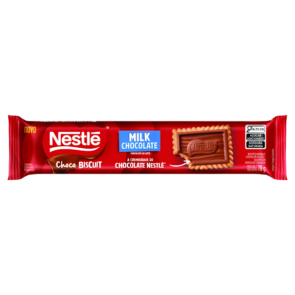 Biscoito Maisena Chocolate ao Leite Nestlé Choco Biscuit Pacote 78g