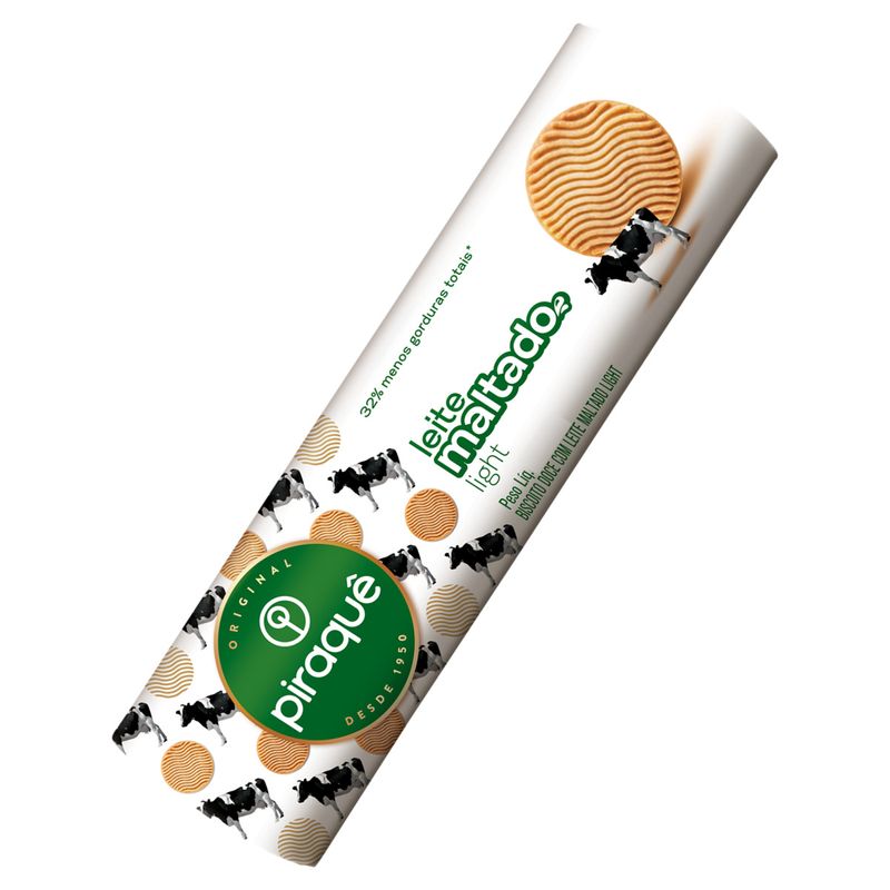 Biscoito Piraque Leite Maltado Light Pacote 132g