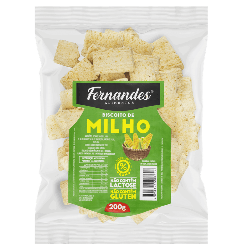 Biscoito Milho sem Glúten Zero Lactose Fernandes Pacote 200g