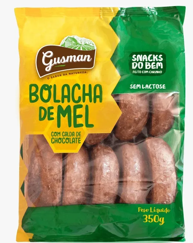 Bolacha Gusman Mel sem Lactose com Cobertura de Chocolate Pacote 350g